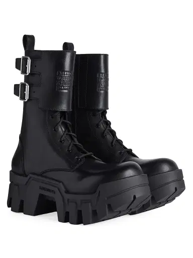 Balenciaga Women's Bulldozer Combat Lace-Up Boots - Black | Thumbnail 2
