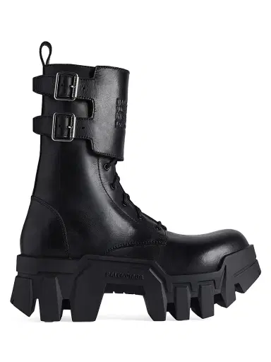 Balenciaga Women's Bulldozer Combat Lace-Up Boots - Black | Thumbnail 1