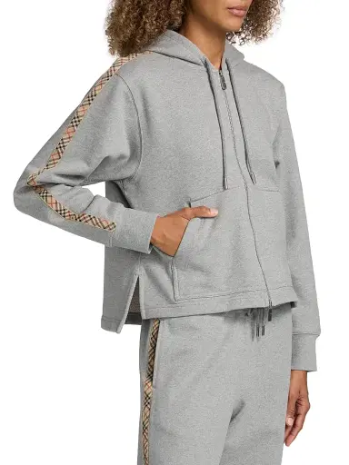 Burberry Women's Harper Check Tape Full-Zip Hoodie | Thumbnail 4