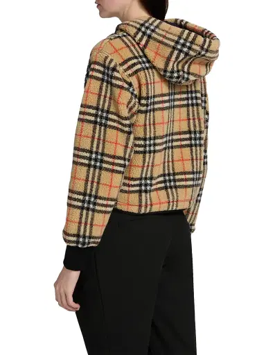 Burberry Women's Fiona Check Fleece Hoodie - Sand Ip Check - Size XXL | Thumbnail 5