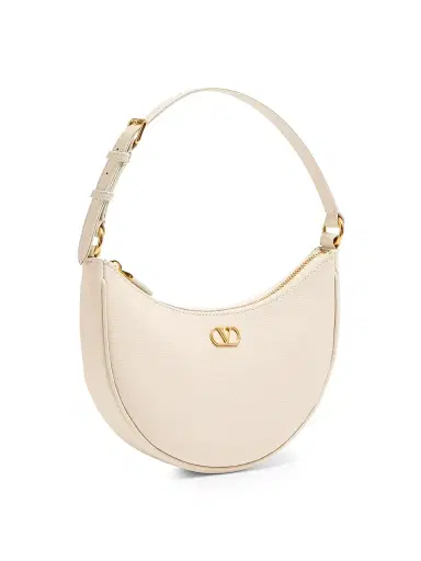 Valentino Garavani Women's VLogo Signature Mini Hobo Shoulder Bag in Grainy Calfskin - Light Ivory | Thumbnail 4 Valentino Garavani Women's VLogo Signature Mini Hobo Shoulder Bag in Grainy Calfskin - Light Ivory | Thumbnail 4
