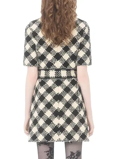 Valentino Garavani Women's Damier Tweed Dress - Birch Black - Size 2 | Thumbnail 4