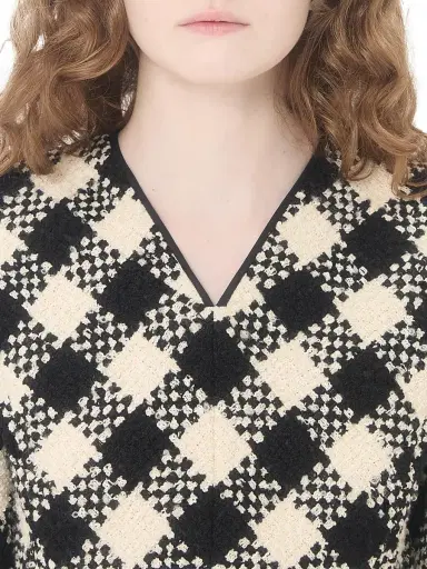 Valentino Garavani Women's Damier Tweed Dress - Birch Black - Size 2 | Thumbnail 5