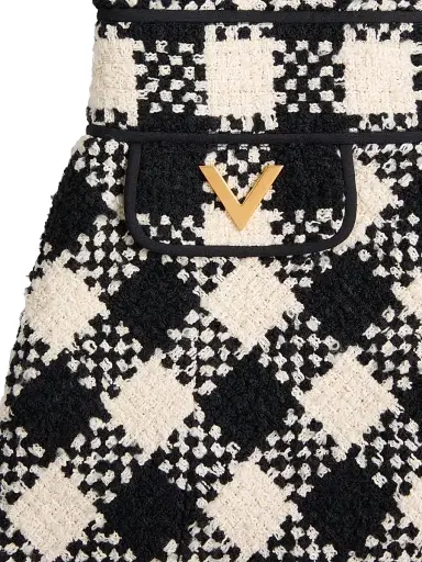 Valentino Garavani Women's Damier Tweed Dress - Birch Black - Size 2 | Thumbnail 6