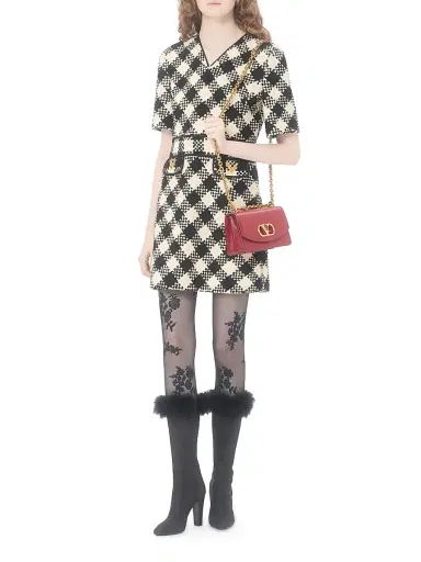 Valentino Garavani Women's Damier Tweed Dress - Birch Black - Size 2 | Thumbnail 7