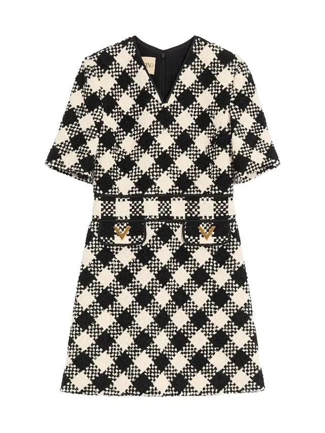 Valentino Garavani Women's Damier Tweed Dress - Birch Black