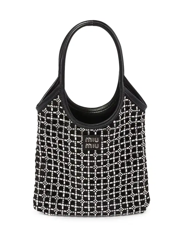 Miu Miu Women's Ivy Satin Top-Handle Bag with Synthetic Crystals - Black