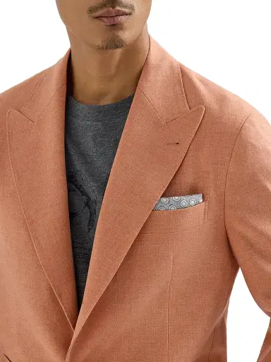 Brunello Cucinelli Men's Virgin Wool, Cotton and Silk Mouliné Deconstructed Blazer | Thumbnail 4