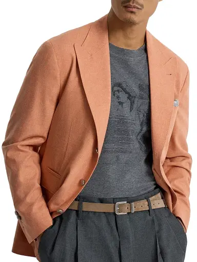 Brunello Cucinelli Men's Virgin Wool, Cotton and Silk Mouliné Deconstructed Blazer | Thumbnail 5