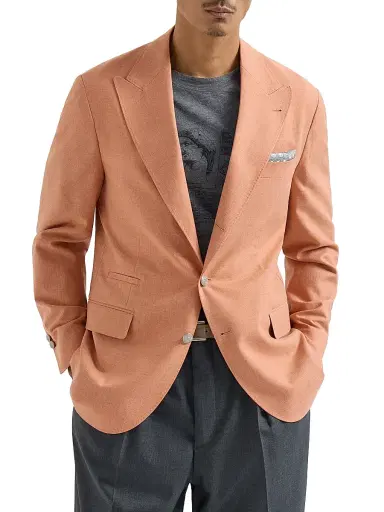 Brunello Cucinelli Men's Virgin Wool, Cotton and Silk Mouliné Deconstructed Blazer | Thumbnail 1