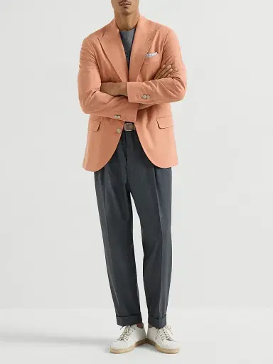 Brunello Cucinelli Men's Virgin Wool Fresco Trousers with Double Pleats - Anthracite - Size 48 | Thumbnail 6