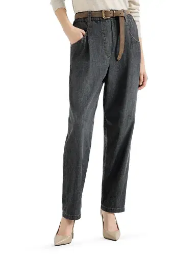 Brunello Cucinelli Women's Lightweight Denim Five Pocket Trousers | Thumbnail 2