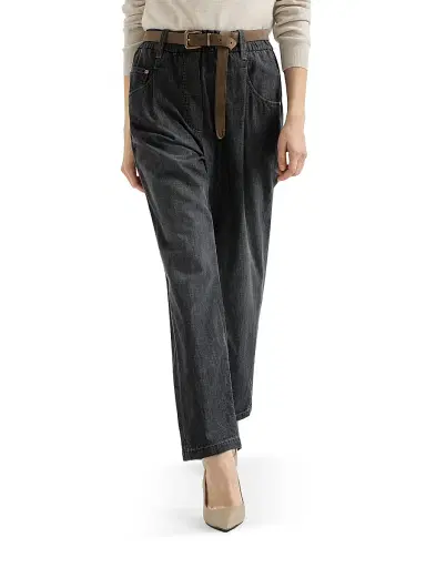 Brunello Cucinelli Women's Lightweight Denim Five Pocket Trousers | Thumbnail 4