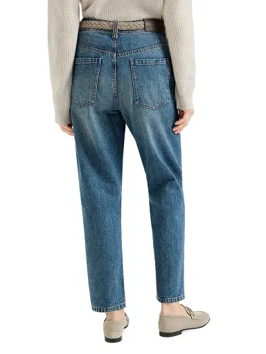 Brunello Cucinelli Women's Authentic Denim Baggy Tapered Trousers - Denim | Thumbnail 3