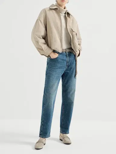 Brunello Cucinelli Women's Authentic Denim Baggy Tapered Trousers - Denim | Thumbnail 6