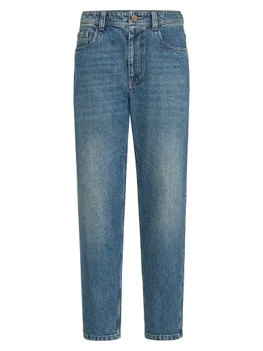 Brunello Cucinelli Women's Authentic Denim Baggy Tapered Trousers - Denim | Thumbnail 1