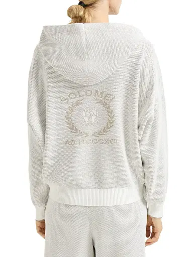 Brunello Cucinelli Women's Cotton Honeycomb Stitch Hooded Jacquard Cardigan - Panama | Thumbnail 3 Brunello Cucinelli Women's Cotton Honeycomb Stitch Hooded Jacquard Cardigan - Panama | Thumbnail 3