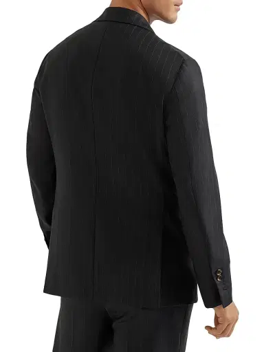 Brunello Cucinelli Men's Virgin Wool Chalk Stripe Batavia Deconstructed Cavallo Blazer - Black - Size 46 | Thumbnail 3 Brunello Cucinelli Men's Virgin Wool Chalk Stripe Batavia Deconstructed Cavallo Blazer - Black - Size 46 | Thumbnail 3