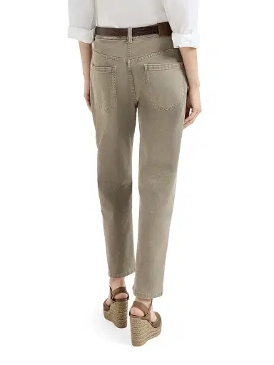 Brunello Cucinelli Women's Dyed Comfort Denim Baggy Tapered Trousers - Military | Thumbnail 4
