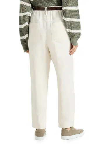 Brunello Cucinelli Women's Viscose and Linen Fluid Twill Baggy Trousers with Monili - Ivory - Size 16 | Thumbnail 3 Brunello Cucinelli Women's Viscose and Linen Fluid Twill Baggy Trousers with Monili - Ivory - Size 16 | Thumbnail 3