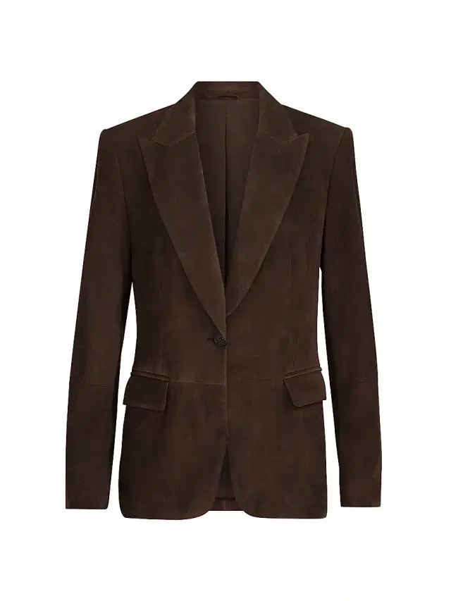 Women's Suede Blazer with Monili - Rust Brown