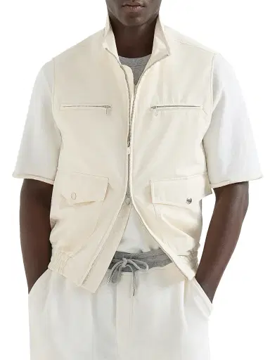Brunello Cucinelli Men's Bonded Nylon Vest with Thermore Padding - Panama - Size 32 | Thumbnail 2