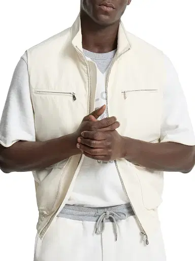 Brunello Cucinelli Men's Bonded Nylon Vest with Thermore Padding - Panama - Size 32 | Thumbnail 4