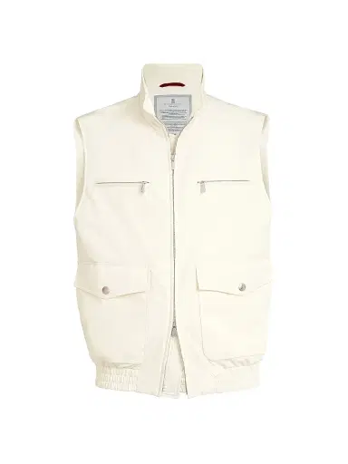 Brunello Cucinelli Men's Bonded Nylon Vest with Thermore Padding - Panama - Size 32 | Thumbnail 1