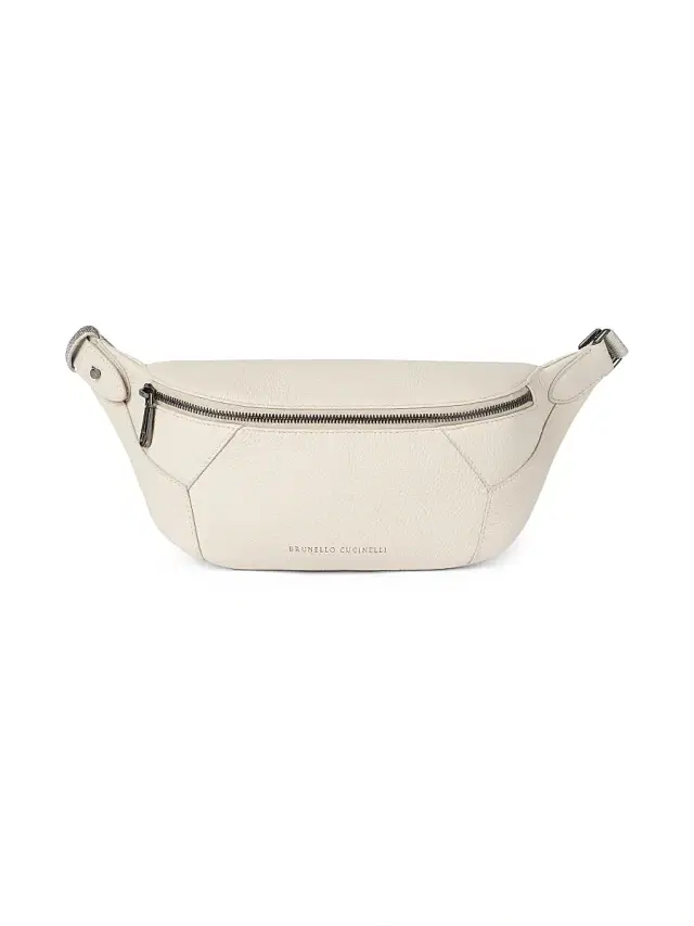 Women's Duo Belt Bag in Grained Soft Leather with Monili -