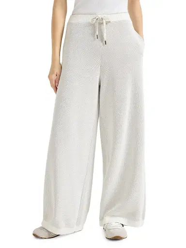 Brunello Cucinelli Women's Cotton Honeycomb Stitch Jacquard Knit Trousers - Panama - Size XXL | Thumbnail 2 Brunello Cucinelli Women's Cotton Honeycomb Stitch Jacquard Knit Trousers - Panama - Size XXL | Thumbnail 2