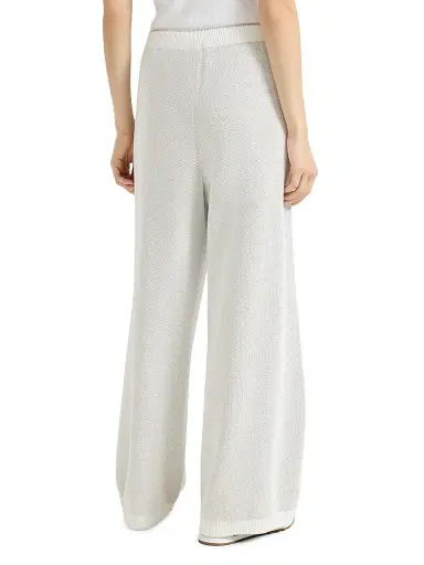 Brunello Cucinelli Women's Cotton Honeycomb Stitch Jacquard Knit Trousers - Panama - Size XXL | Thumbnail 4 Brunello Cucinelli Women's Cotton Honeycomb Stitch Jacquard Knit Trousers - Panama - Size XXL | Thumbnail 4