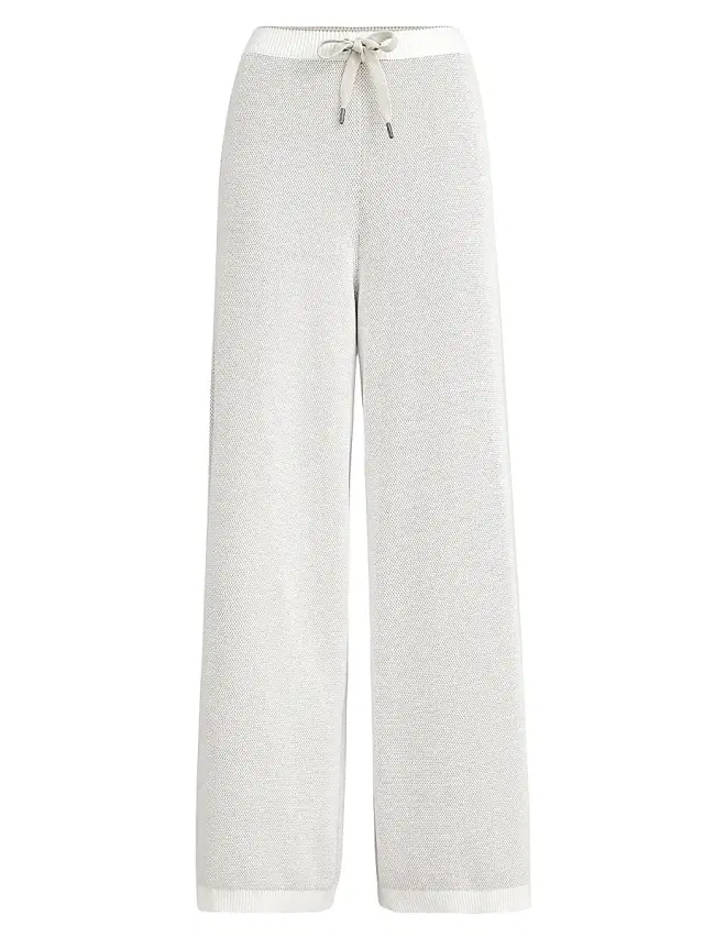 Brunello Cucinelli Women's Cotton Honeycomb Stitch Jacquard Knit Trousers - Panama
