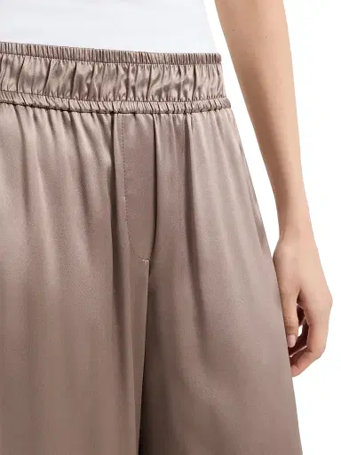 Brunello Cucinelli Women's Stretch Silk Satin Track Trousers - Olive | Thumbnail 11
