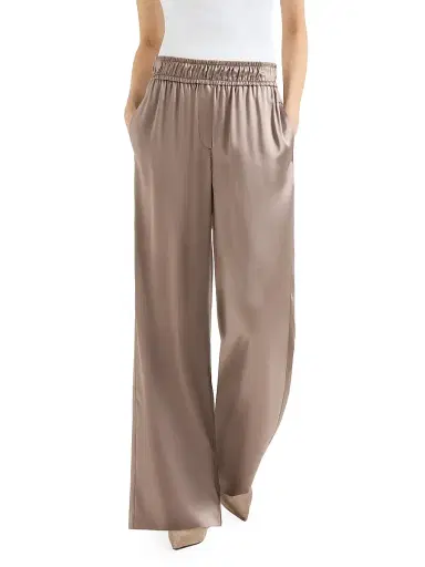 Brunello Cucinelli Women's Stretch Silk Satin Track Trousers - Olive | Thumbnail 8