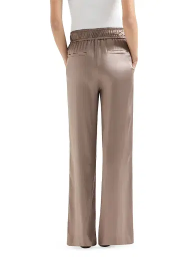Brunello Cucinelli Women's Stretch Silk Satin Track Trousers - Olive | Thumbnail 9