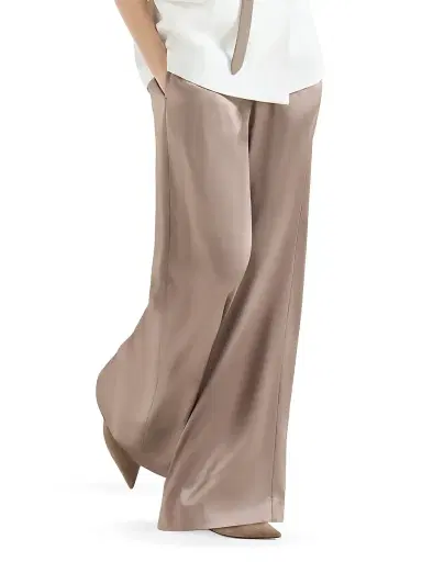 Brunello Cucinelli Women's Stretch Silk Satin Track Trousers - Olive | Thumbnail 10