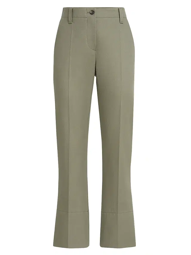 Women's Stretch Cotton Cover Kickflare Cigarette Trousers - Olive