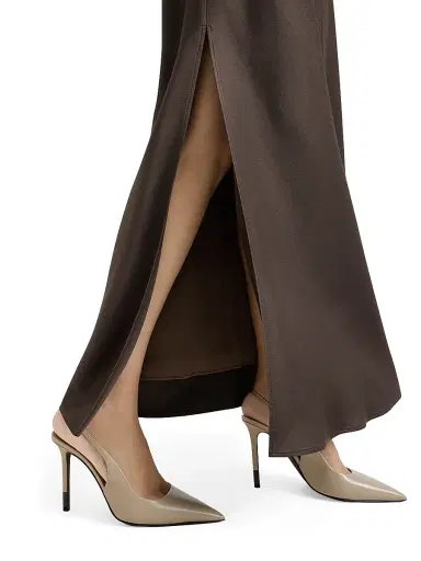 Brunello Cucinelli Women's Satin Cady Fluid Bias Cut Skirt - Cocoa - Size 4 | Thumbnail 5