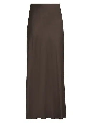 Brunello Cucinelli Women's Satin Cady Fluid Bias Cut Skirt - Cocoa - Size 4 | Thumbnail 1