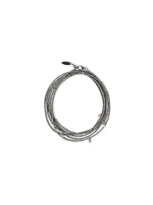 Women's Hematite and Sterling Silver Wrap Bracelet - Grey