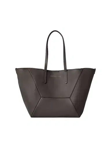 Brunello Cucinelli Women's Duo Tote Bag in Calfskin with Monili - Dark Mahogany | Thumbnail 1 Brunello Cucinelli Women's Duo Tote Bag in Calfskin with Monili - Dark Mahogany | Thumbnail 1