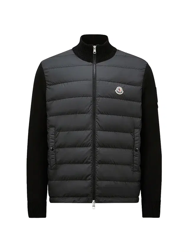 Men's Down-Filled Cardigan in Cotton - Black