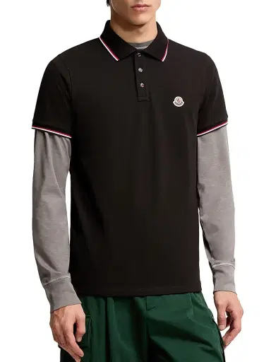 Moncler Men's Polo Shirt in Cotton Piquet - Black - Size XXXL | Thumbnail 2 Moncler Men's Polo Shirt in Cotton Piquet - Black - Size XXXL | Thumbnail 2