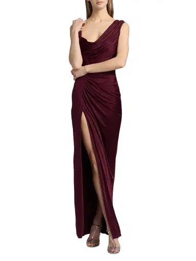 Versace Women's Medusa-Hardware Draped Satin Gown | Thumbnail 2 Versace Women's Medusa-Hardware Draped Satin Gown | Thumbnail 2