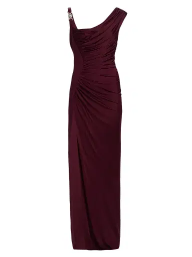 Versace Women's Medusa-Hardware Draped Satin Gown | Thumbnail 1 Versace Women's Medusa-Hardware Draped Satin Gown | Thumbnail 1