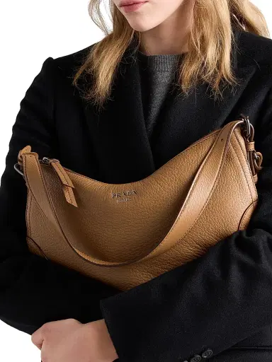 Prada Women's Aimèe Large Leather Shoulder Bag - Brown | Thumbnail 3 Prada Women's Aimèe Large Leather Shoulder Bag - Brown | Thumbnail 3
