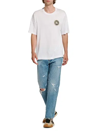 Dolce & Gabbana Men's Logo Cotton T-Shirt - Bianco Ottico - Size 44 | Thumbnail 2