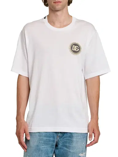 Dolce & Gabbana Men's Logo Cotton T-Shirt - Bianco Ottico - Size 44 | Thumbnail 3