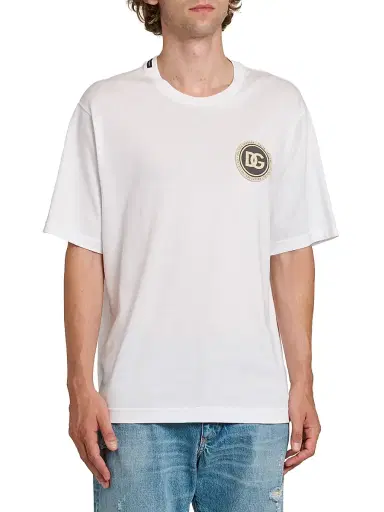 Dolce & Gabbana Men's Logo Cotton T-Shirt - Bianco Ottico - Size 44 | Thumbnail 4