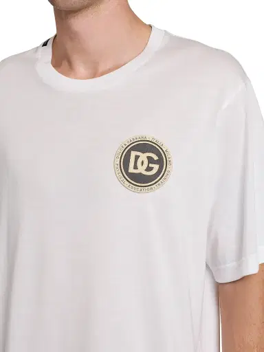 Dolce & Gabbana Men's Logo Cotton T-Shirt - Bianco Ottico - Size 44 | Thumbnail 6